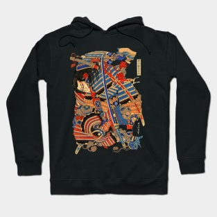 Katsushika Hokusai -samurai fight Hoodie